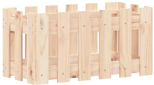 Hochbeet aus Holz, Lattenzaun Design Blumenbeet Blumenkasten Pflanzkasten Pflanzbeet Gartenbeet Pflanzkübel für Garten & Balkon, 60x30x30 cm Massivholz Kiefer