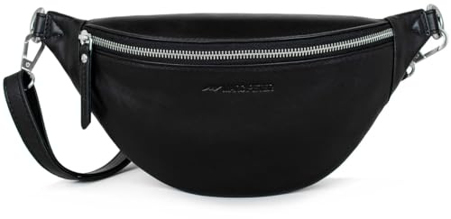 Marc Peter® Georgia Leder Bauchtasche Schwarz | Gürteltasche Bauchtasche mit Wechselgurt | Crossbody Hüfttasche Leder | Hip Bag Leather Gürteltasche Crossbag