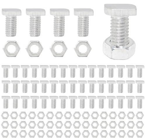 Zayin 50 Sets Greenhouse Nuts and Bolts,Aluminium Green house Hex Nuts and T Head Bolts for Building Repairing Greenhouse Necessary Accessories