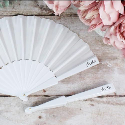 eBuyGB White Bride Hand Fan, Hen Party Favours, Bridesmaid Gifts, Destination Hen Do, Hen Party Accessories, Bag Filler