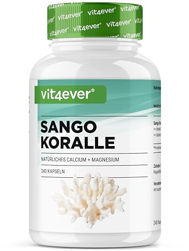 vit4ever Sango Meereskoralle - 240 Kapseln (3 Monate) - 660 mg Calcium & 330 mg Magnesium - Natürliche Kalzium- und Magnesiumquelle - Hochdosiert