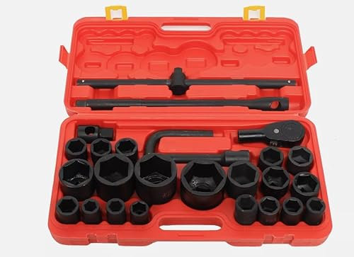 Stecknüsse LKW Ratschenkasten Steckschlüsselsatz Drive Impact Sockets 26-TLG 3/4&1 Zoll 21-65mm Schwarze