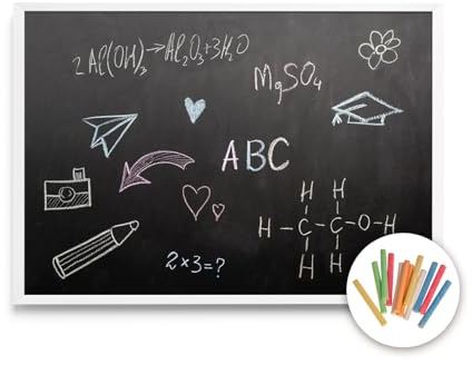 Tulup Kreidetafel 120x90 cm Wandtafel Abwischbare Tafel Für das Zuhause, das Büro, die Schule Mit Farbiger Kreide Vertikalen oder Horizontalen Mit Einem Harten Weißen Kunststoffrahmen