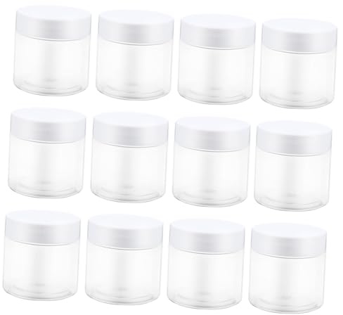 Baluue Pot En Plastique Vide Avec Couvercle Blanc 12 Pièces 60 Ml Stockage Étanche Pour Cosmétiques Perles Artisanales Lotions Accessoires Voyage