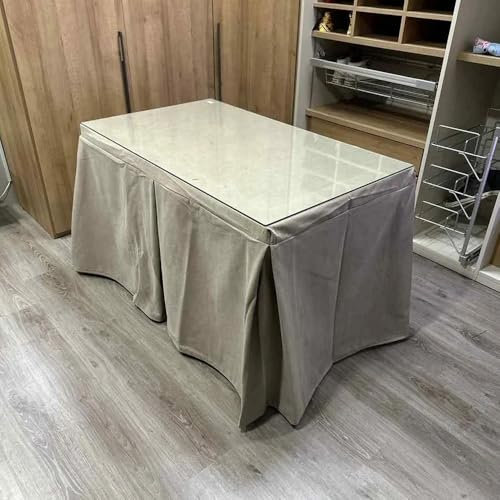 Genérico Ropa de Mesa Camilla Antimanchas Aterciopelada Triplegrueso - Color Beige - Medida 120 x 70 cm - Falda Mesa Camilla, Enaguillas, Enaguas, Ropa Chenilla