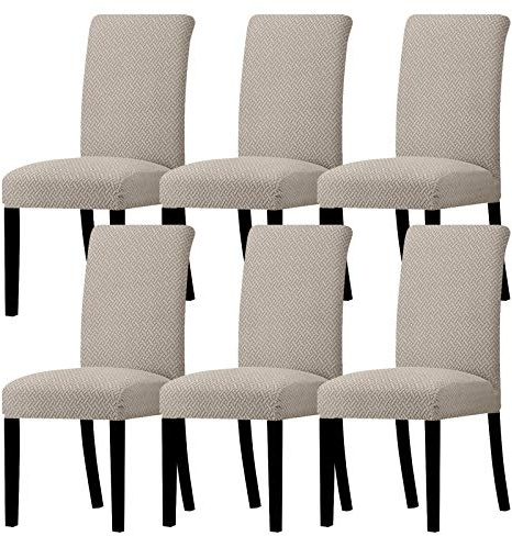 Dining Room Chair Slipcovers Set of 6 - Dining Chair Covers Dining Room Chair Covers Washable Dining Chair Protectors Covers Chair Back Covers Kitchen Chair Covers for Hotel Ceremony Restaurant（Taupe）
