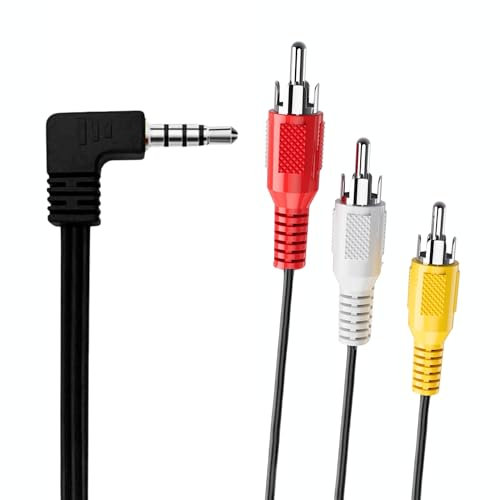 TECHZOCO Cable de Video AV Jack 3.5 Macho a RCA Macho, cable de videocámara, cable adaptador TRRS a 3 RCA para TV, Cable de vídeo AV, Compatible con Sony, TCL TV, 1.50 Metros