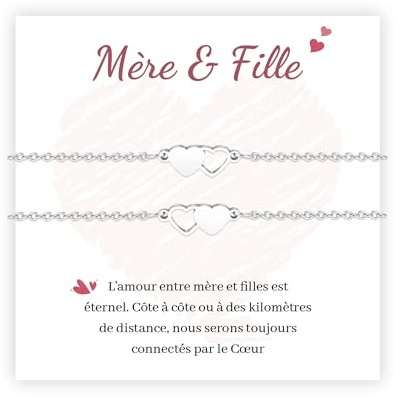 MANVEN 2/3 Bracelets Mère Fille Cadeau Ado Fille Maman Fête des Mères | Anniversaire Noël 7 8 9 10 11 12 ans Rentrée Scolaire Retour à l'école