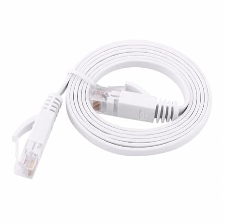 PNI Câble réseau plat S/STP CAT7 U7015W, patch, 2 x RJ45, 4 paires de fils, 32AWG, cuivre, 10 Gbps, 600 MHz, 1,5 m, blanc