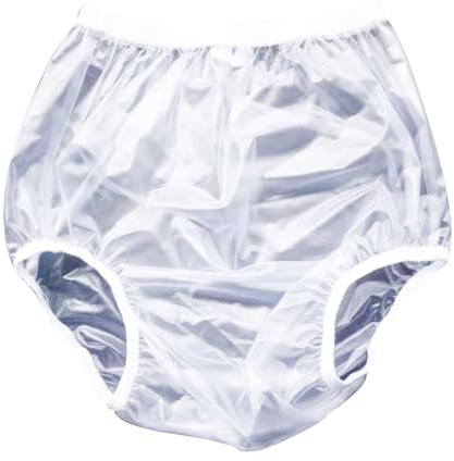 Culotte Incontinence Femme Slip Incontinence Homme Pantalon En Culotte Plastique PVC À Enfiler pour Adultes Imperméables Et Réutilisables,XL,White
