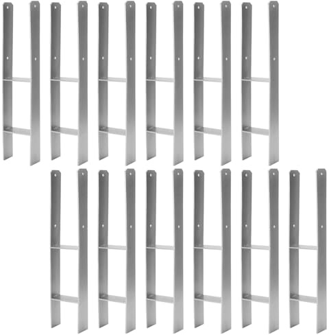 Peviasot 12 x H-stolpankare 121 mm – H-stolphållare för staket- och trästolpar, robust H-ankare för trädgårdsstaket, carport, paviljong och träbyggprojekt (121 x 600 mm)