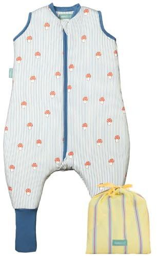 molis&co - Baby Schlafsack mit Füßen und Socke -Ideal für Frühling und Herbst - Babyschlafsack mit Beinen 1 tog - 100% Baumwolle (Oeko-TEX 100), Premium Qualität - Mushrooms (90 cm)