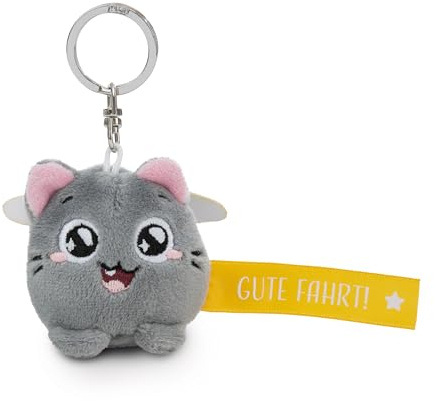 Schlüsselanhänger Katze Gute Fahrt! gelb 5cm
