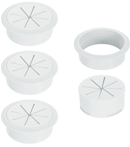 sourcing map 4 Pcs Desk Grommet, Fit 60mm/2.36 Plastic Cable Hole Cover Bulk Top Hat Grommet Desk Hole Cover for Cables Home Office, Gray