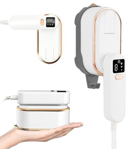 Praclife Travel Steamer for Clothes, 9s Fast Heat-up, LCD Screen, 180° Rotatable Handle, 150ml Water Tank, 3 Steam Levels Portable Mini Handheld Garment Steamer Iron with Hanger for Home, Office, W