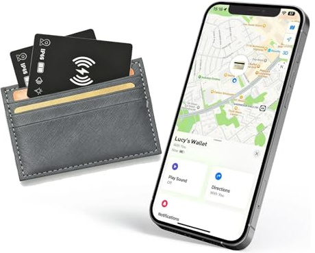 Wallet Tracker Card Rechargeable Smart Air Tracking Card Tag, Works with Apple Find My APP (iOS Only), Wireless Charge, IP68 Waterproof, for Keys, Luggage, Passports, Backpacks, 2 Pack