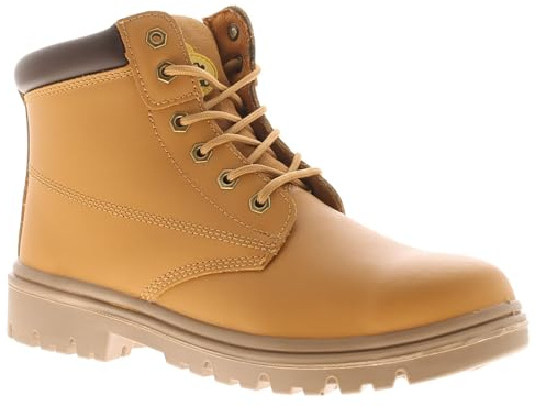 Tradesafe Build S1P SRA Men's Steel Toe Lace-Up Work Boots - Mens Safety Shoes with Puncture-Resistant Midsole, Non-Slip & Anti-Static Safety Footwear Beige 9 UK