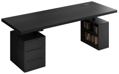 Höhenverstellbarer elektrischer Stehpult, Massivholz-Büroschreibtisch mit Steckdosen und Schubladen, ergonomischer Arbeitsplatz für Zuhause und Büro