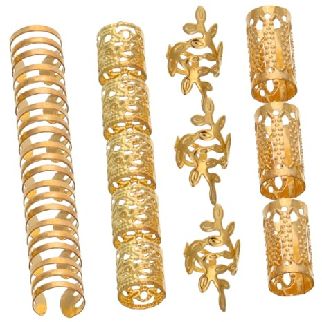 CIYODO 40 Stück Teiliges Haarschmuck Zöpfe und Clips Verstellbare Dreadlocks Accessoires Modische DIY Haar deko für Damen und Herren Stylische Zopfschmuck ringe für Besondere Anlässe