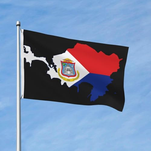 Drapeau Carte Du Flag De Saint-Martin Grand Drapeau Traditionnel Lavable Bannière À Œillets, Pour Jardin, Les Défilés, Les Bureaux, 90X150Cm