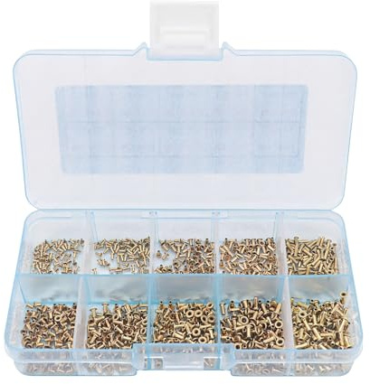 Yuhtech 1000 rivetti cavi, rivetti cavi in ottone, rivetti ibridi in rame con foro passante, rivetti con occhielli completamente cavi, M0.9-M7