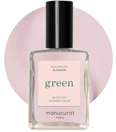 Manucurist - Grön blossom nagellack - blek rosa nagellack - klassisk 9-fri - giftfri emalj - vegan och organisk (83 %) - professionell manikyr - 15 ml