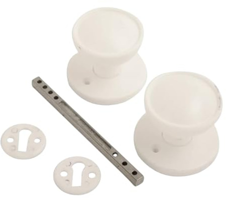 Manor Round White Plastic Rim Door Knob with 50mm Diameter, Interior Door Hardware