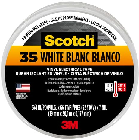 Scotch© 35 Vinyl Electrical Tape White 19 mm x 20 m