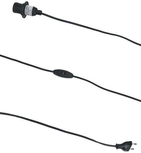 GURU SHOP Anschlusskabel, Steckerleitung, Zuleitung, Lampen Kabel mit Schalter, Fassung Einzeln Verpackt - 2m - Schwarz / E14, 0,1x2x0,2 cm, Elektrozubehör
