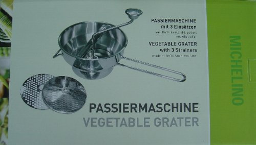 MICHELANGELO - Pasapurés (Acero Inoxidable, Incluye 3 Cuchillas de un Solo Paso)