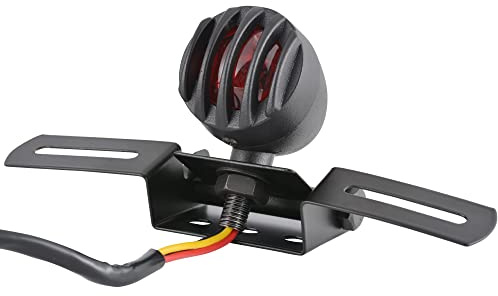 Faro trasero de freno y soporte para matrícula de motocicleta, Katur, carcasa de acero, ideal para Harley Chopper, Bobber o Racer, 12 V, 10 W