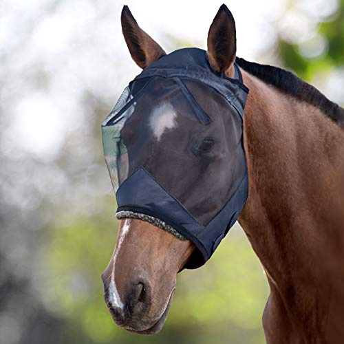 Harrison Howard CareMaster Maschera anti-mosche per cavallo UV protezione Nero (XL; Extra Full)