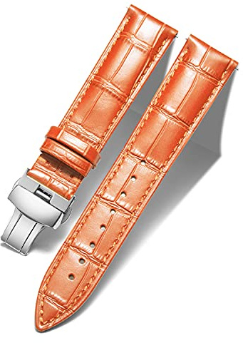 BINLUN Leder Uhrenarmband Lederarmband Ersatz Uhrenarmbänder für Herren Damen mit Silber/Gold/Roségold Schmetterling Faltschließe 12-24mm