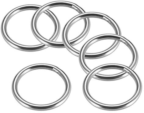 sourcing map 6 Stücke Geschweißter O Ring Umreifungsringe Edelstahl 40 x 4mm