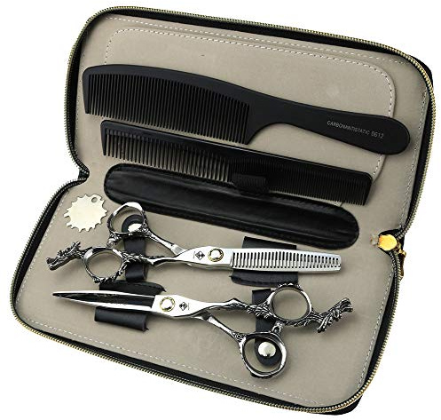 JIESENYU Friseurschere, 440C Stahl,Haarschere professionell, Haarschneideschere, 6 zoll Silber Ausdünnungsschere Friseurladen