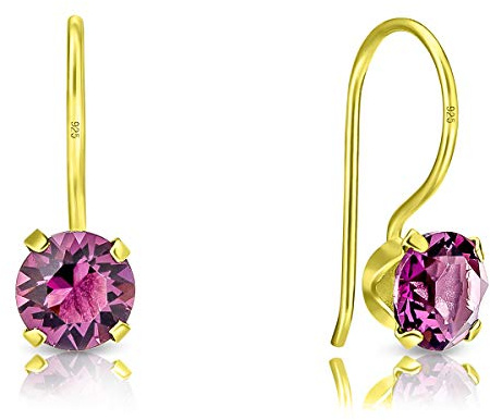 Orecchini Donna Pendenti Argento 925 Placcati Oro 24K con Brillantini di Cristallo - Orecchini Pendenti Oro - Orecchini Punto Luce Oro - Orecchini Donna Dorati - Orecchini a Monachella