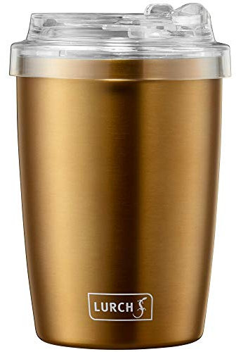Lurch 240955 Isolierbecher / Thermobecher Coffee-To-Go aus doppelwandigem Edelstahl 0,3 l, Columbia Gold