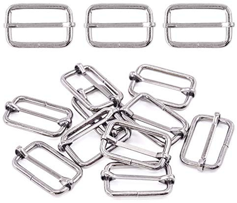 Swpeet 60 anillos de metal plateado de 5/4 pulgadas – 32 mm de metal rectangular ajustadores de triglides deslizantes, hebillas de rodillo deslizante, accesorios de bricolaje (plata, 5/4 pulgadas)