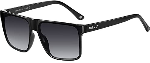 H HELMUT JUST Sonnenbrille Herren Eckig Groß, Schwarze Sonnenbrille Getönte Gläser Leichter Frame TR90 Rahmen Retro Klassisch