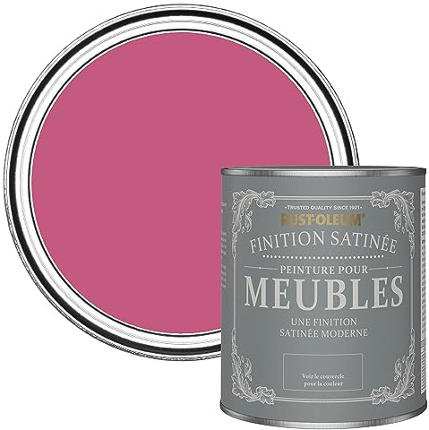 Rust-Oleum rosa Möbelfarbe mit Seidenglanz-Finish, geruchsarm und wasserbasiert für Innenholz - Himbeere 750ML