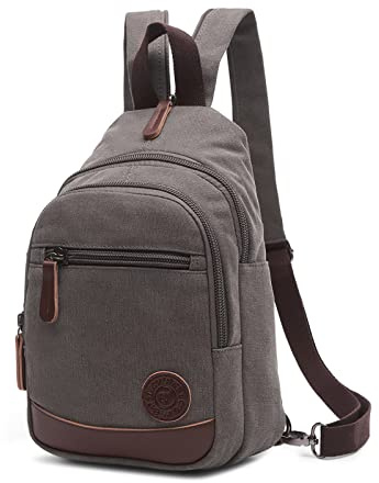 VARLIVOO Slingväska för män Bröstväska Ryggsäck Axelväskor Crossbody-väska Skolresor Vandring Camping Cykling Utomhussport Canvas Dagsryggsäck Slingryggsäck Grå