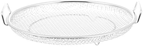 BESTonZON 22 cm Ölablassgitter aus Edelstahl, runder Maschendraht mit isoliertem Griff, ideal für das Abtropfen von frittieren Lebensmitteln, vielseitig einsetzbar als Grill- und Backkorb