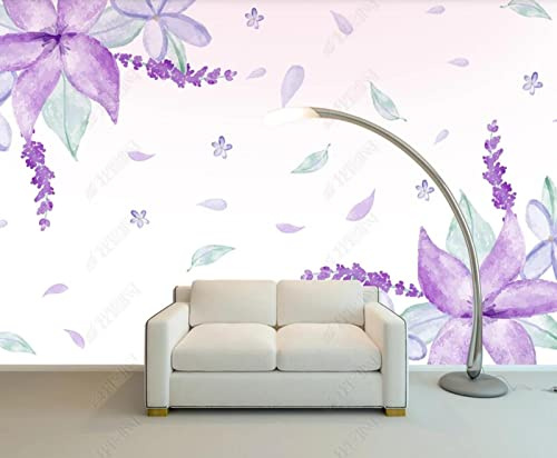 Papier Peint 3D Intissé Fleur Mauve Papier Peint Panoramique 3D Moderne Décoration Murale