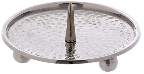 Holyart Portacandele ottone argentato martellato spuntone 8 cm
