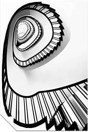 Panther Print Fine Art Prints Poster, Schwarz / Weiß, architektonische Spiraltreppe, künstlerisch, ungerahmt, Bilder für Zuhause, Wände, Schlafzimmer, Wohnzimmer und Badezimmer, 31 x 20 cm