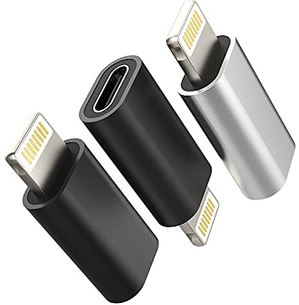 USB C Female to Lightning Male Adapter(3pack)Compatible with Apple Iphone 14 13 12 11 Pro Max Mini Xs Se X Xr 7 8Plus IpadAir 2018 Charger Type-C Cable Port Converter Charging Cord Data Sync Connector
