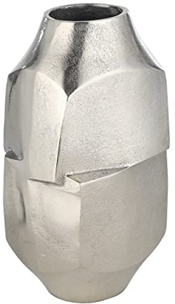 EGLO LIVING Metallvase Abucay, asymmetrische Deko Vase für Pampasgras | Dekovase für Wohnzimmer, Blumenvase aus Metall in Nickel, Tischdeko 29 cm