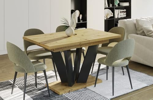 Endo-Moebel Esstisch Alex 130cm auf 210cm erweiterbar Säulen-Tisch Küchentisch ELEGANT (Artisan Eiche)