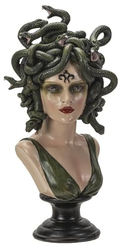 Pacific Giftware Medusa Bust with LED Figurine, 15-inch Height, Resin, Multicolor, Home Décor, Tabletop Décor, Halloween