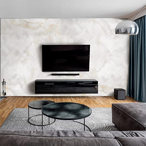 dedeco Wohnzimmerrückwand TV-Wand Wandpaneel Wohnrückwand Rückwand Tapetenersatz, Motiv: Marmor V12, 300 x 150 cm, wasserfest, robust, als Wandverkleidung aus Acrylglas 3D, Glasoptik